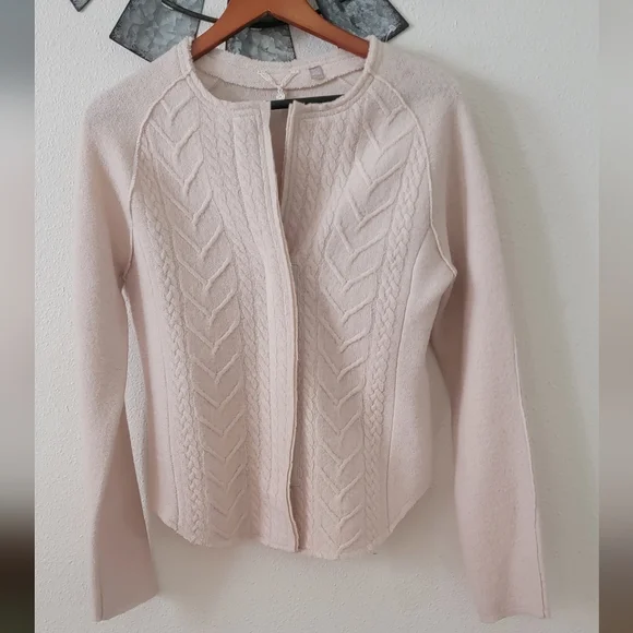 ANTHROPOLOGIE by KNITTED & KNOTTED CABLEKNIT BOILED WOOL BLAZER SIZE SMALL. - Picture 3 of 16